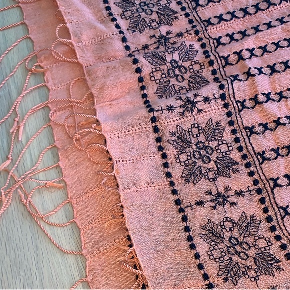 Prana fringed and embroidered scarf/wrap. - Picture 2 of 5